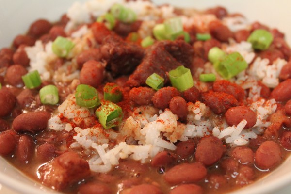 Southern red beans and rice is the perfect side to fried chicken! 