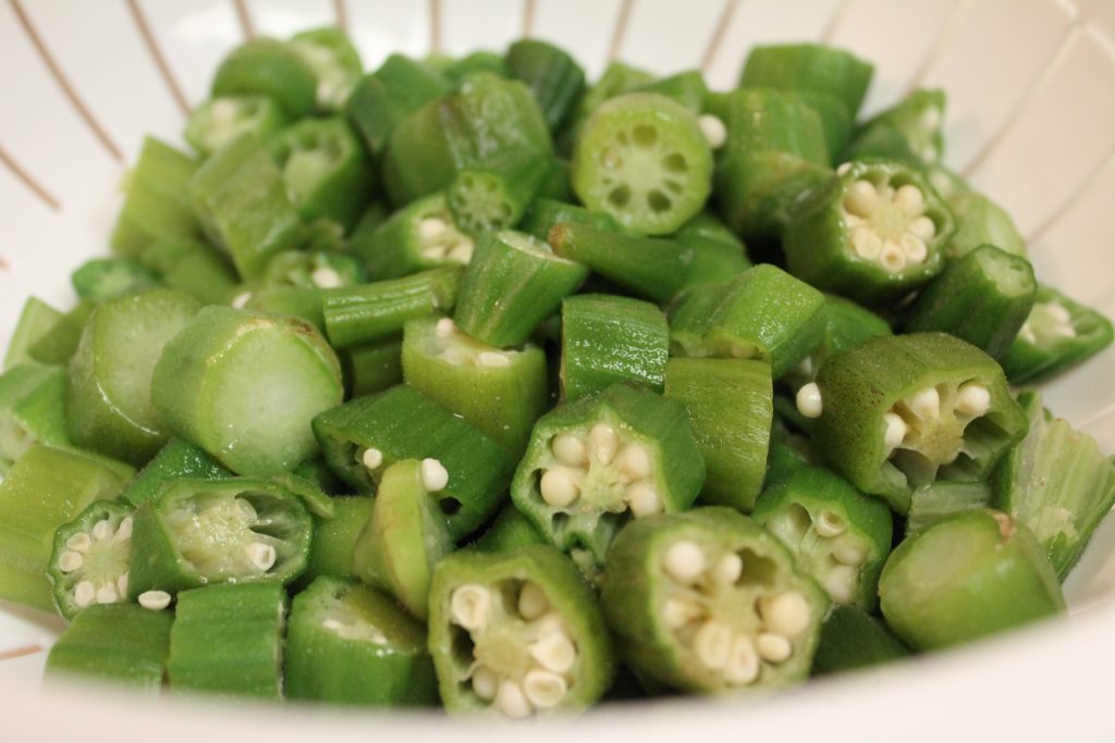 Frozen or fresh okra can be used for this delicious recipe.