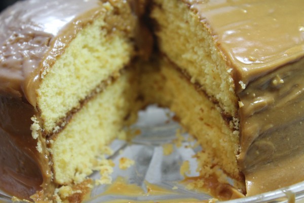 This delicious caramel cake is totally worth the effort! The sweet frosting makes this cake irresistible. You have to try it!