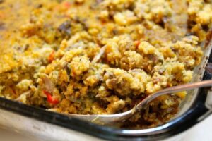 Homemade cornbread dressing is the perfect side dish for a southern style thanksgiving dinner, and a Thanksgiving must-have!