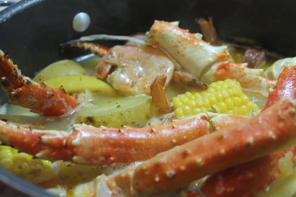 King crab boiled in butter and cooked to perfection 