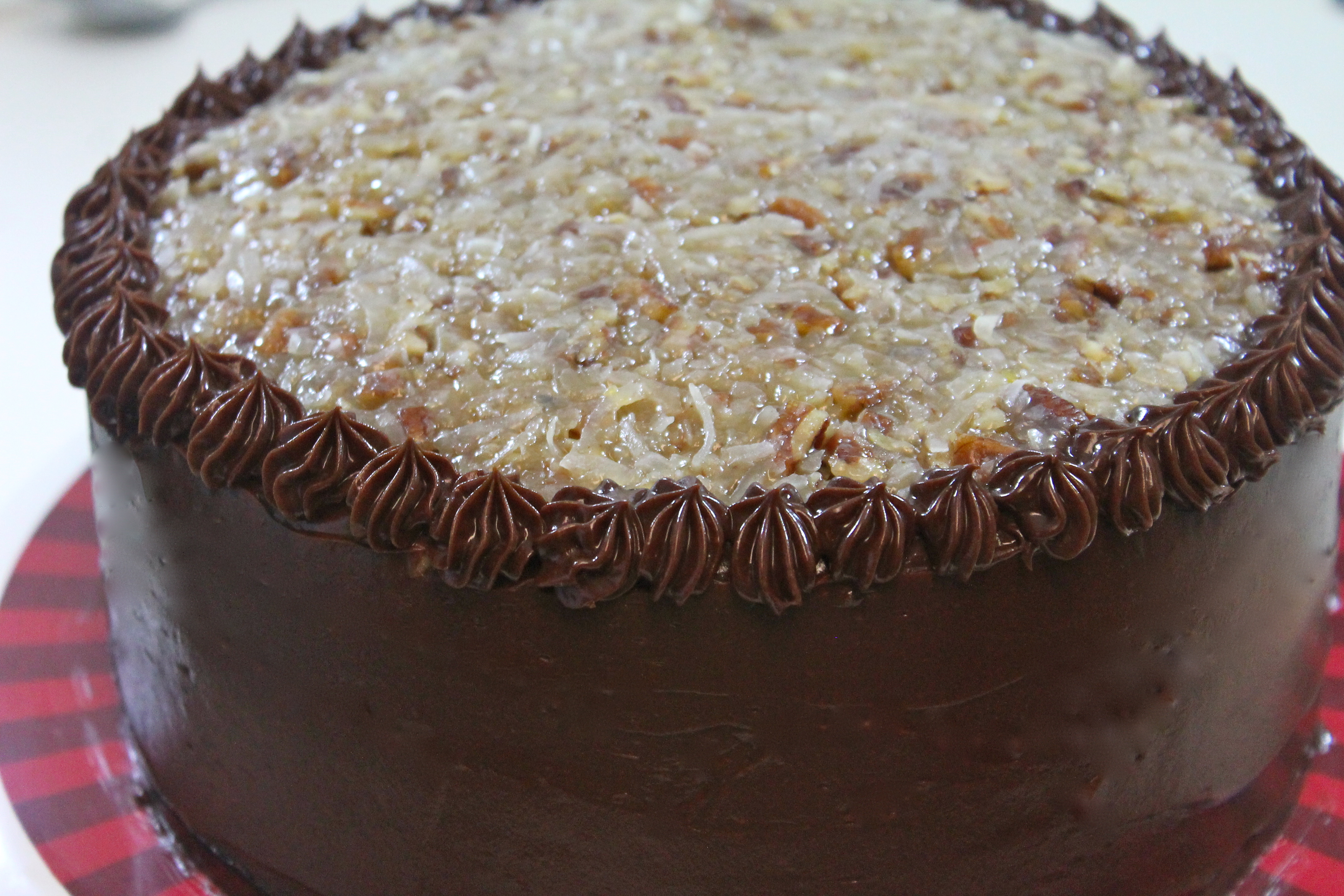 Oma's Easy German Chocolate Cake with Coconut Pecan Filling