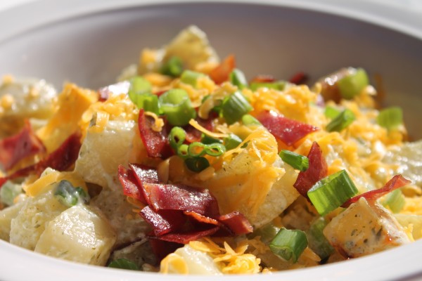 This Bacon Ranch Potato Salad is the perfect party side dish!