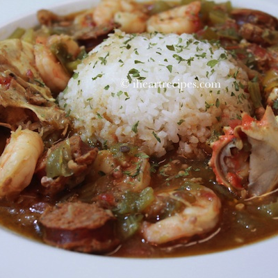 Seafood Chicken & Andouille Sausage Gumbo | I Heart Recipes