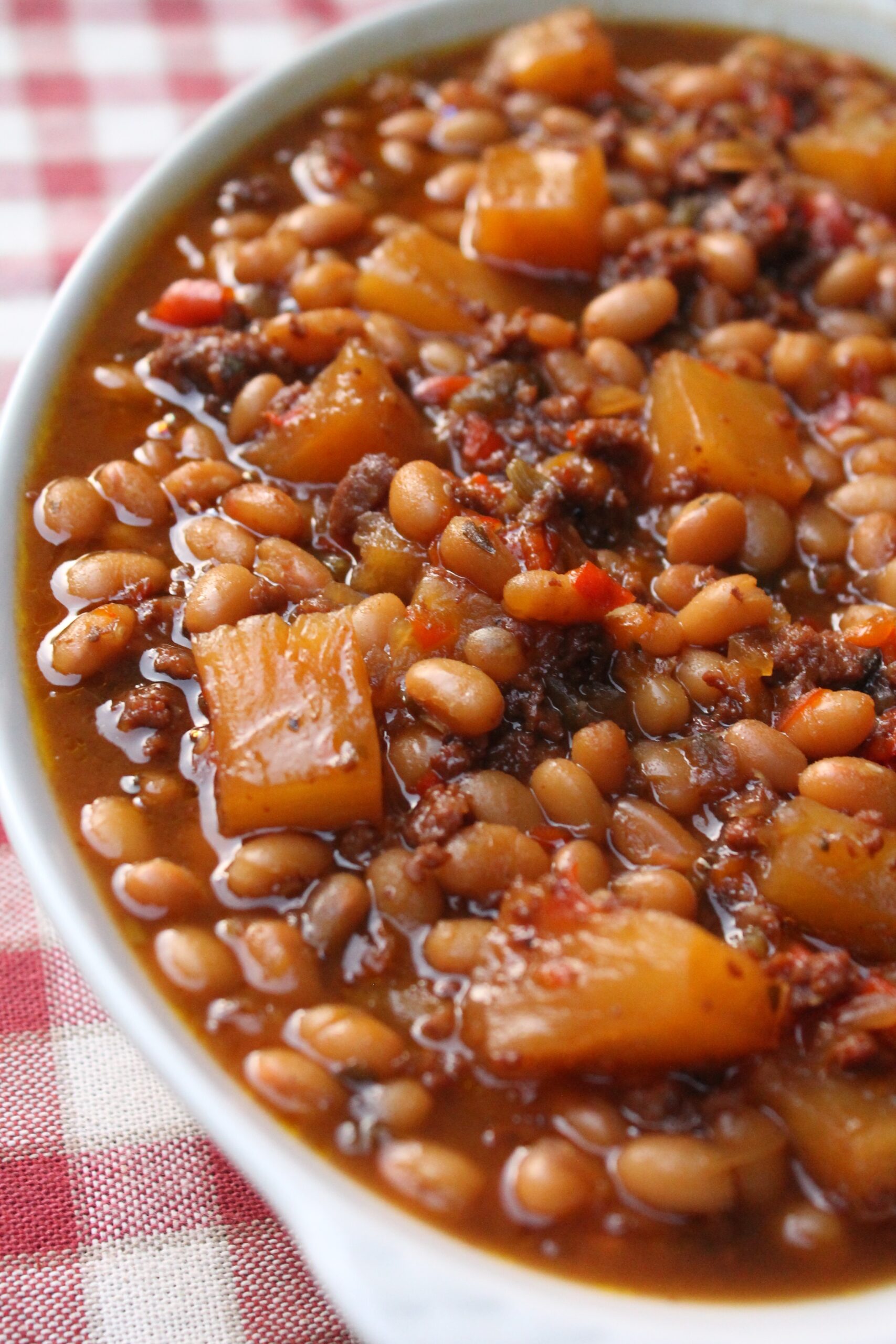 Brown Sugar Baked Beans With Ground Beef and Pineapples