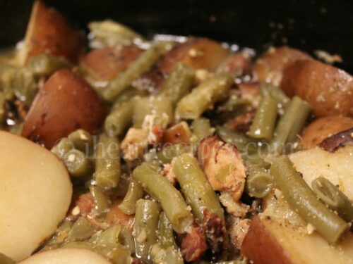 green beans, bacon, potatoes