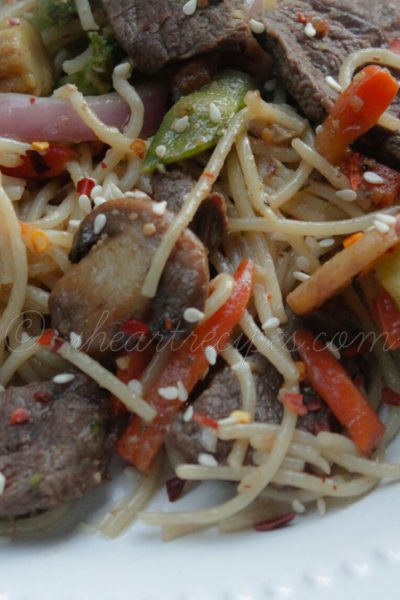 Beef & Vegetable Spaghetti Stir Fry