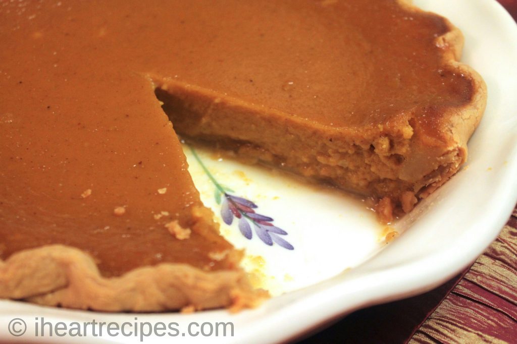This homemade pumpkin pie doesn't overwhelm you with spice, it's the perfect balance of cinnamon, nutmeg, clove, and more