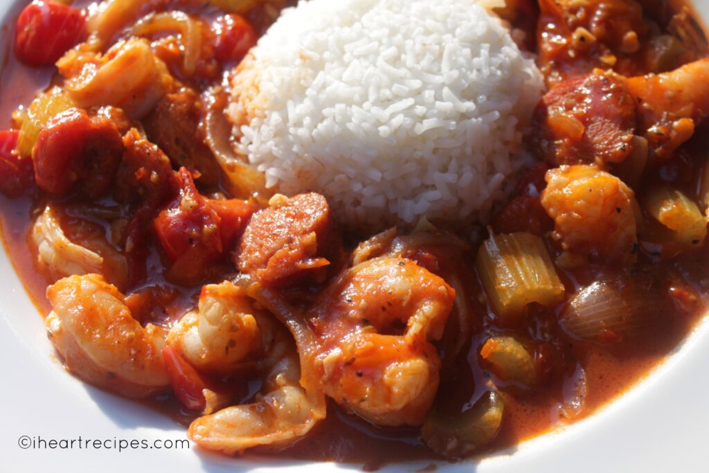 Spicy and delicious shrimp and sausage creole