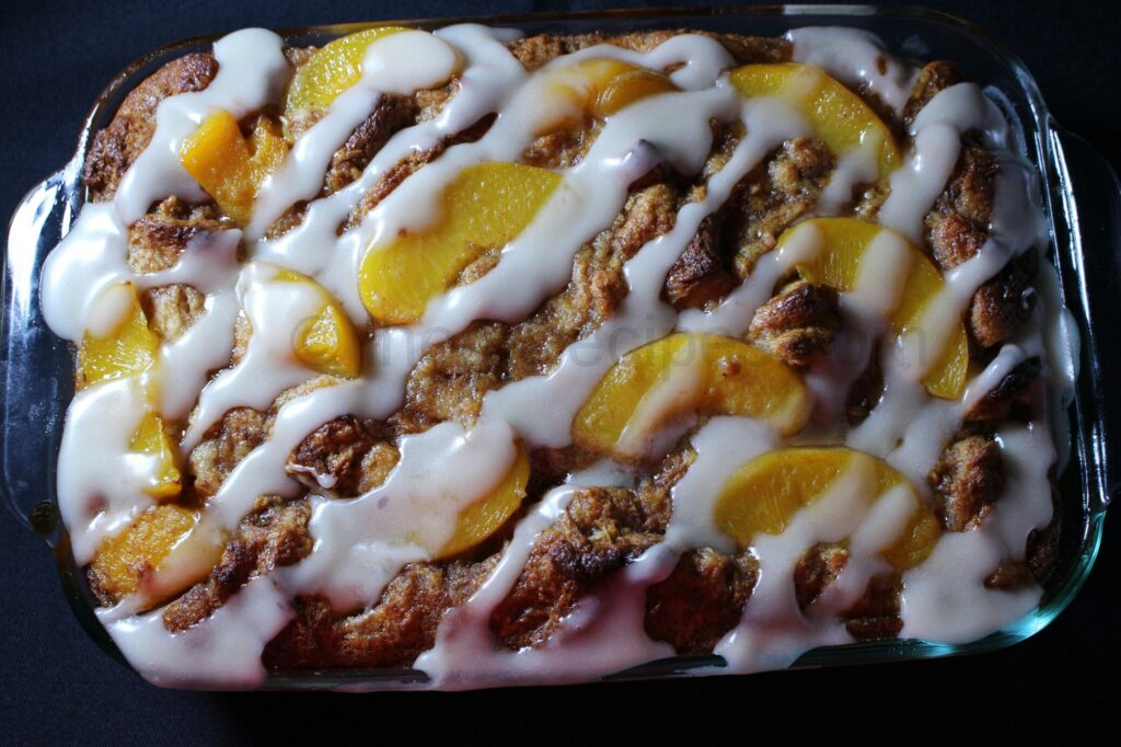 Peach Cobbler Bread Pudding