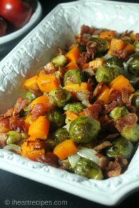 Roast Brussel Sprouts, Butternut Squash, and Bacon