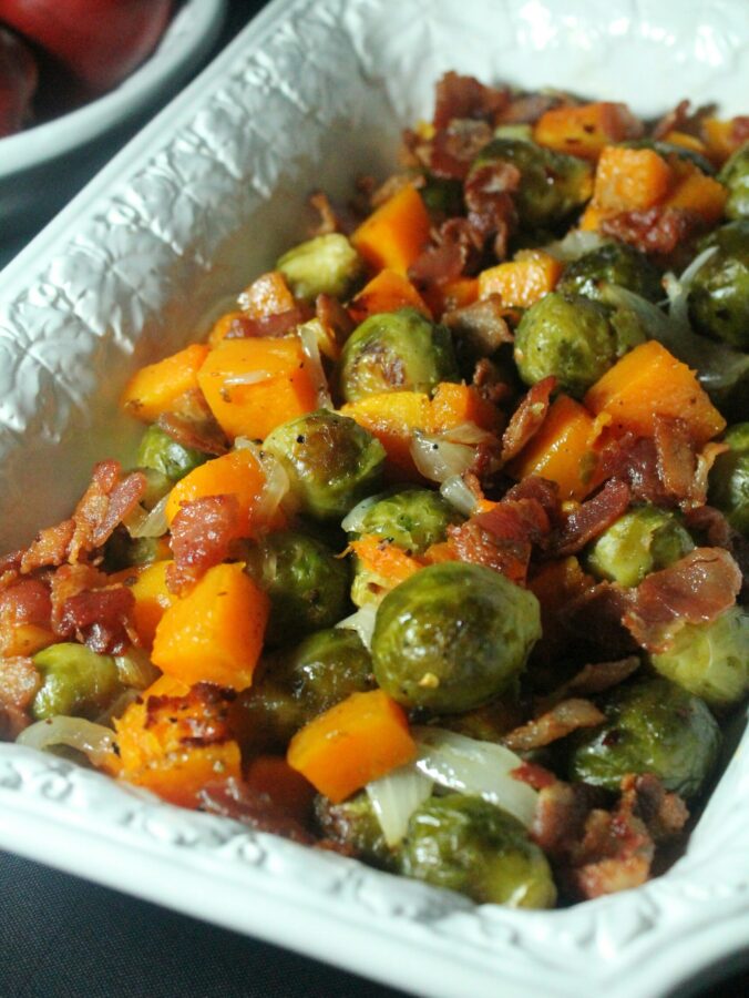 Roast Brussel Sprouts, Butternut Squash, and Bacon