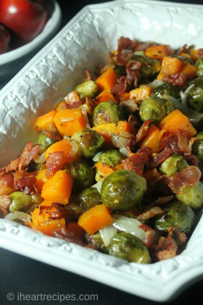 Delicious roasted vegetables with bacon