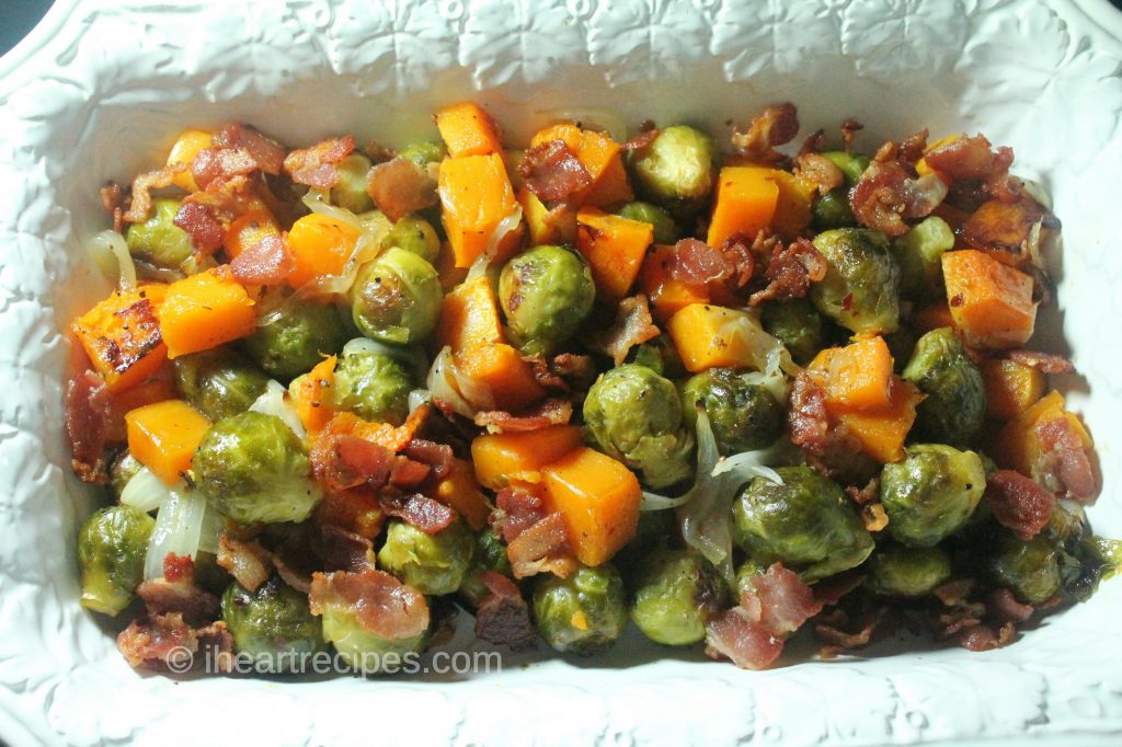 Roast Brussels Sprouts, Butternut Squash, and Bacon 