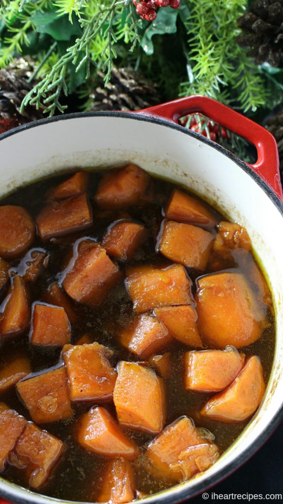 Stove top bourbon candied yams