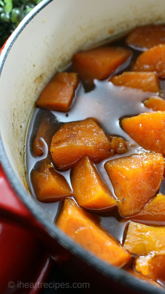 This sweet bourbon glaze adds so much flavor to the yams