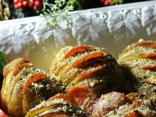 Pepperoni & Cheese Hasselback Potatoes