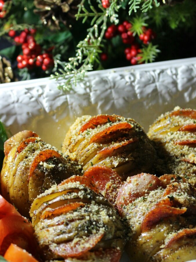 Pepperoni & Cheese Hasselback Potatoes