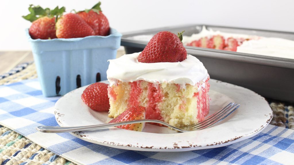 Strawberry Jello Poke Cake from I Heart Recipes