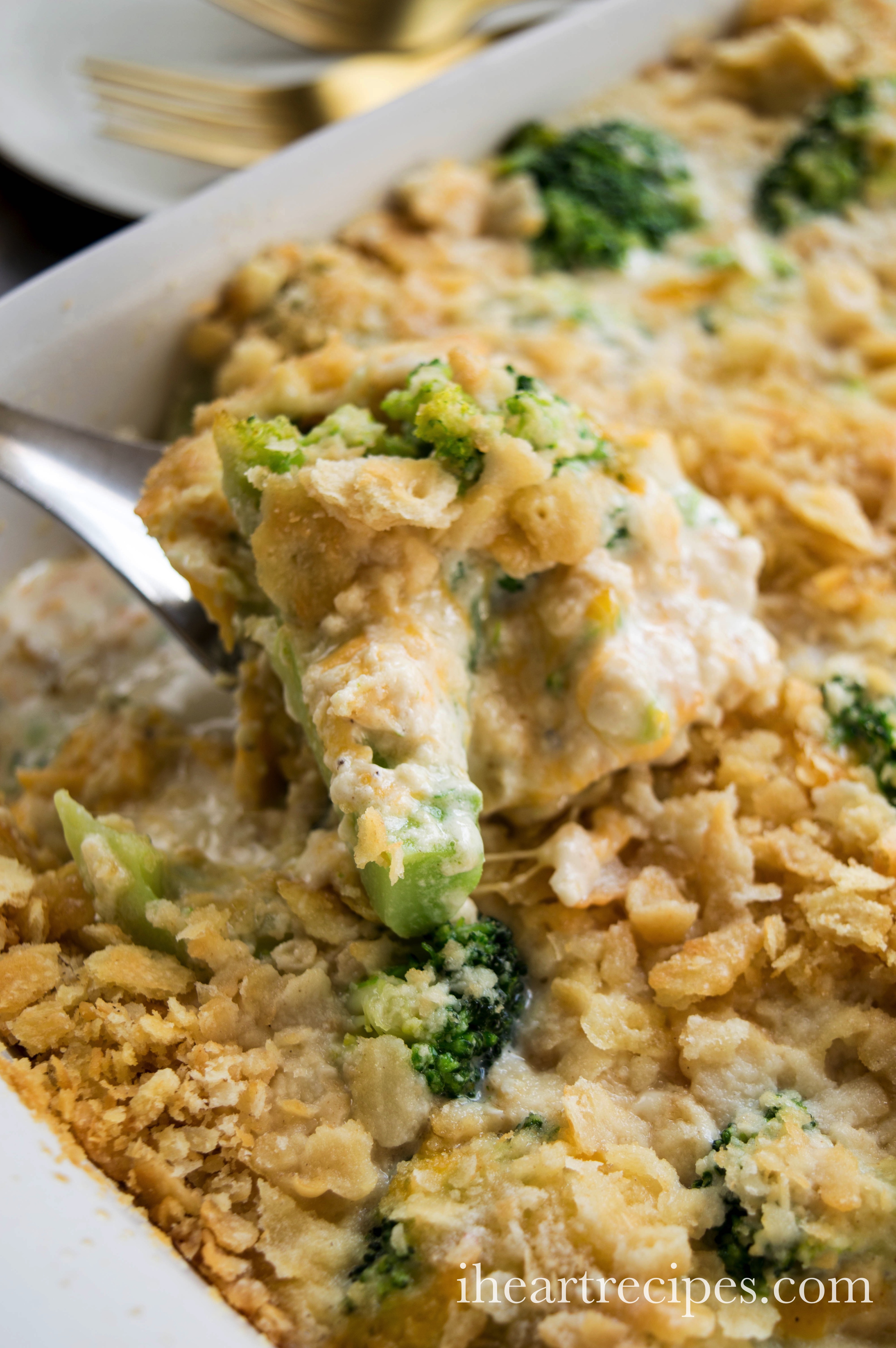 This forkful of southern broccoli casserole is creamy, tender and crunchy! The ultimate comfort food.