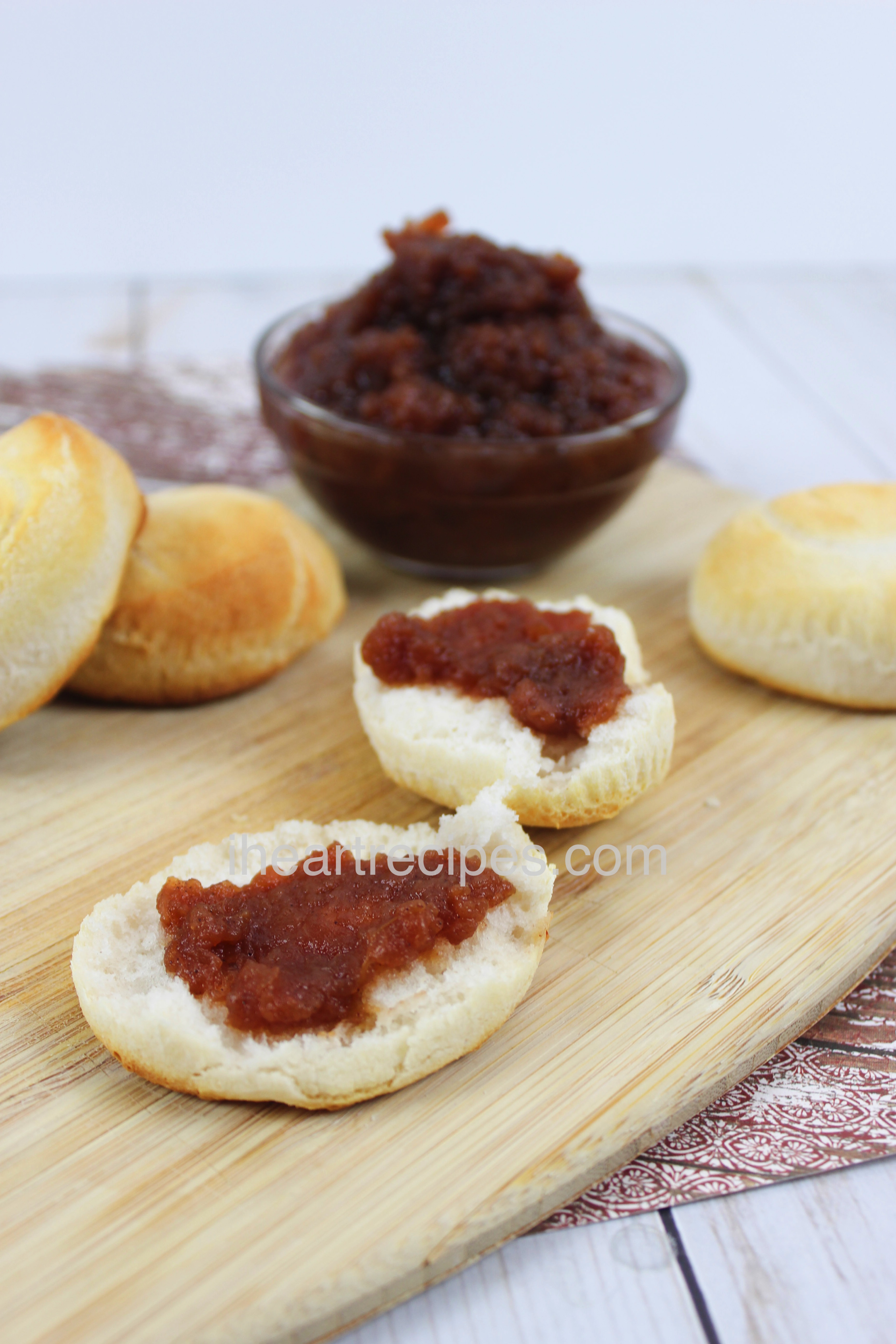 Slow cooked apple butter is perfect as a breakfast spread on homemade biscuits or rolls.