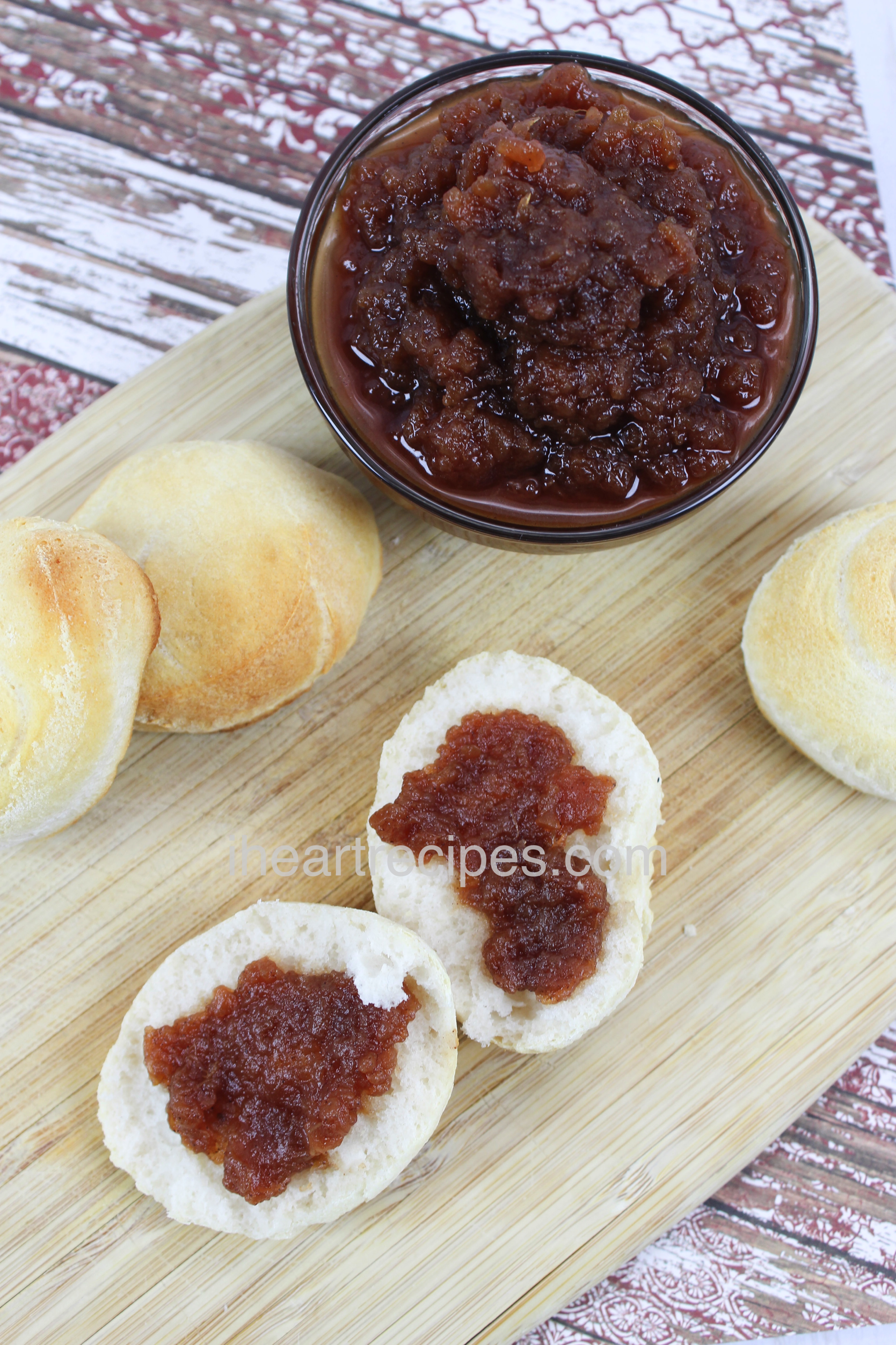 This apple butter is perfect on pancakes, waffles, biscuits and so much more 