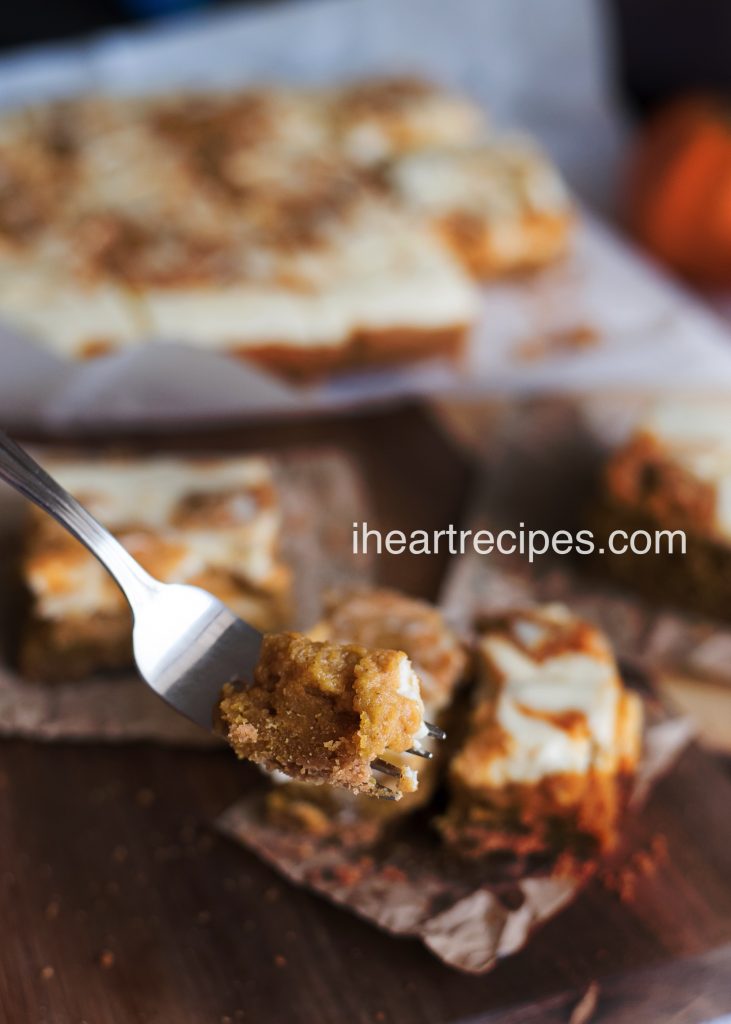 A forkful of sweet and creamy fall pumpkin bliss! 