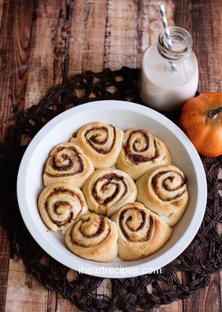 Perfectly baked soft pumpkin cinnamon rolls are a sweet Fall flavored breakfast