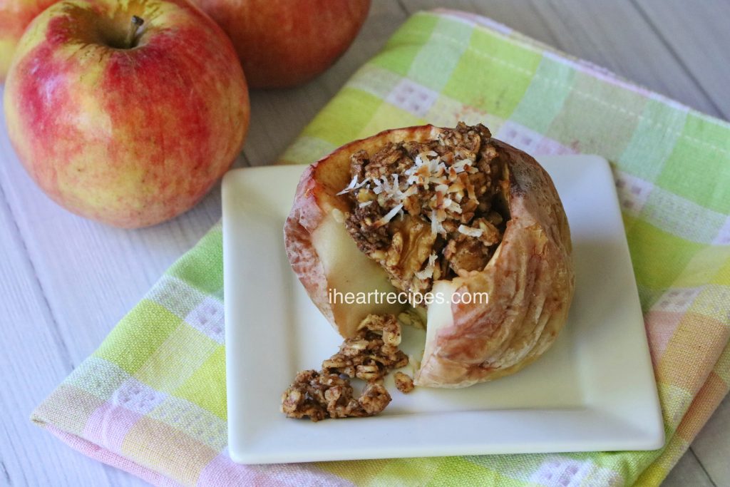 These baked apples are stuffed with sweet, buttery oatmeal