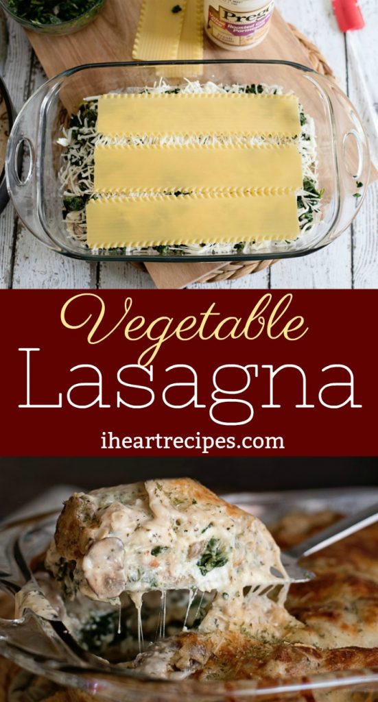 Vegetable Lasagna with White Sauce - how to make a quick and easy semi-homemade vegetarian lasagna recipe with just a few ingredients!