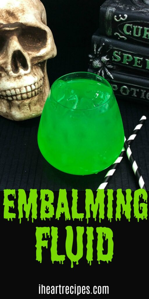 Serve this potent Embalming Fluid Cocktail with two straws or one, depending on how spooky you want to get!