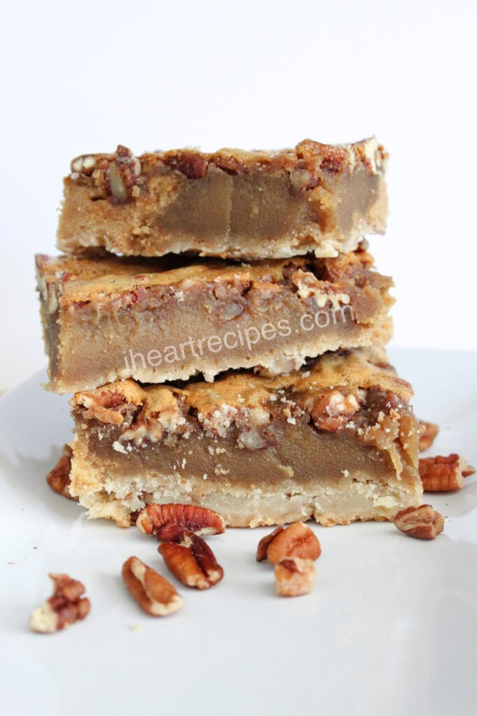 Sweet and salty come together in this traditional pecan bars recipe