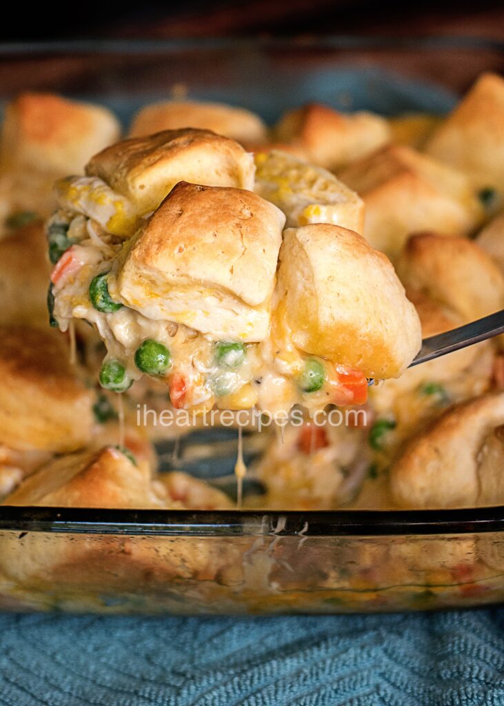 slow cooker chicken pot pie with biscuit topping