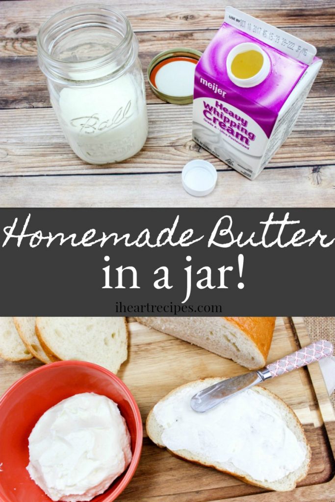 How to make homemade butter in a jar - all you need is a mason jar and some heavy whipping cream to make delicious, creamy homemade butter.