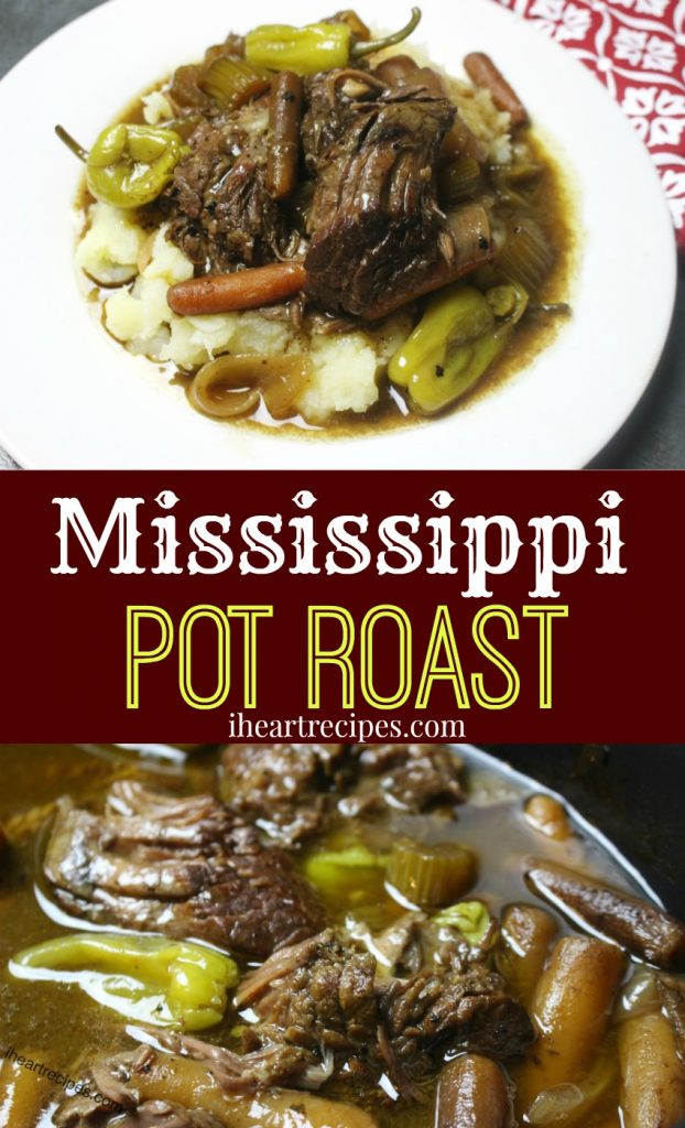 Mississippi Pot Roast with Veggies - an easy and hearty pot roast recipe from I Heart Recipes