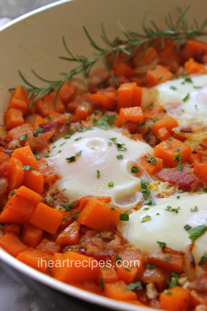 Bacon, Eggs and Butternut Squash Hash 