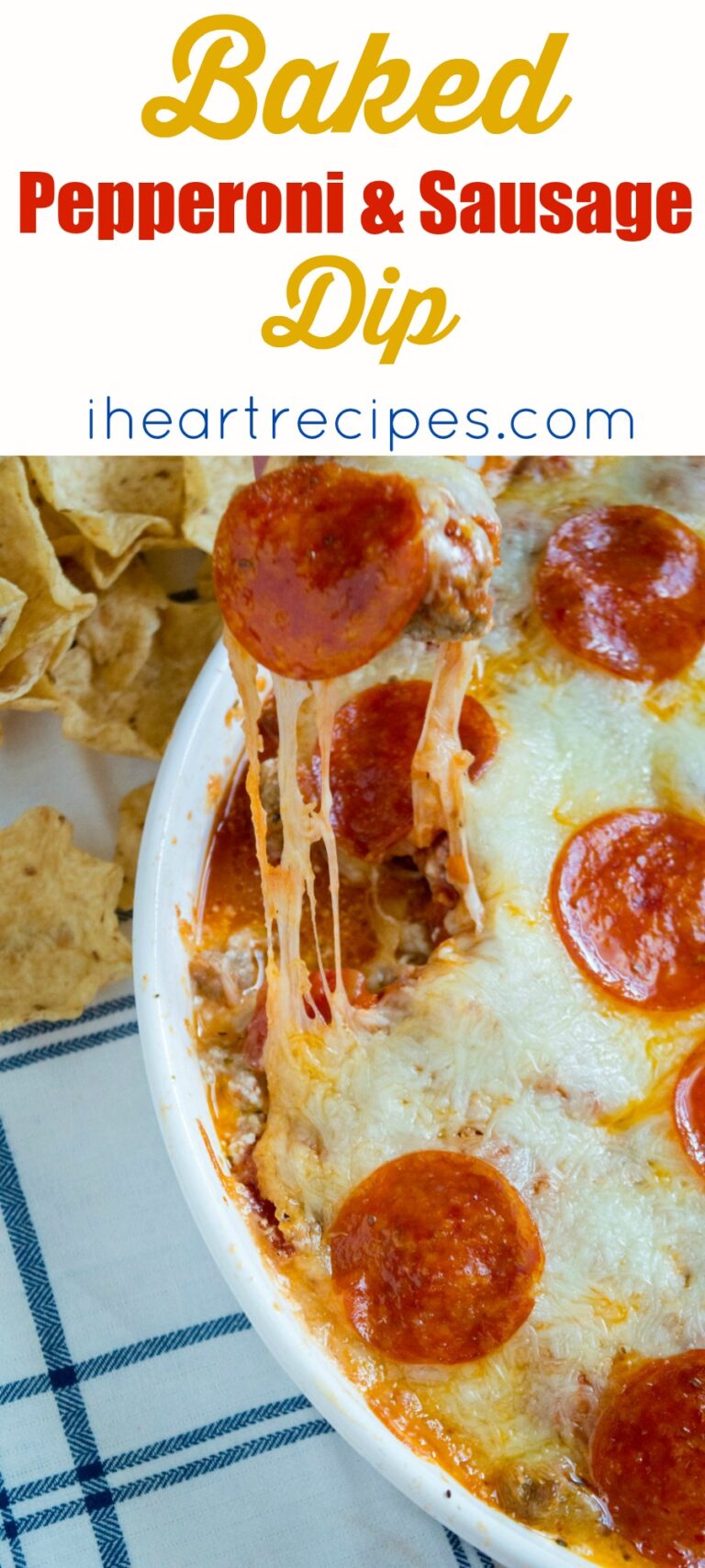 Baked Pepperoni & Sausage Pizza Dip I Heart Recipes
