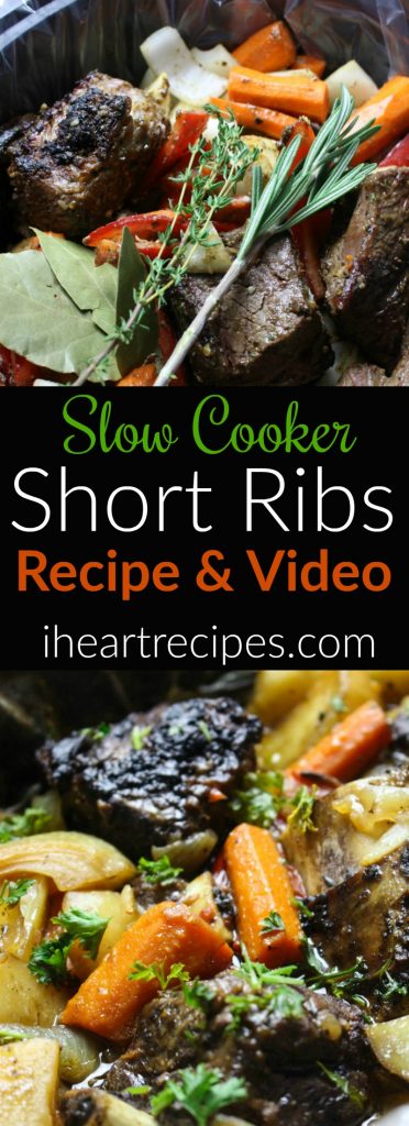 How to make tender short ribs in the slow cooker - a full recipe and video tutorial from I Heart Recipes