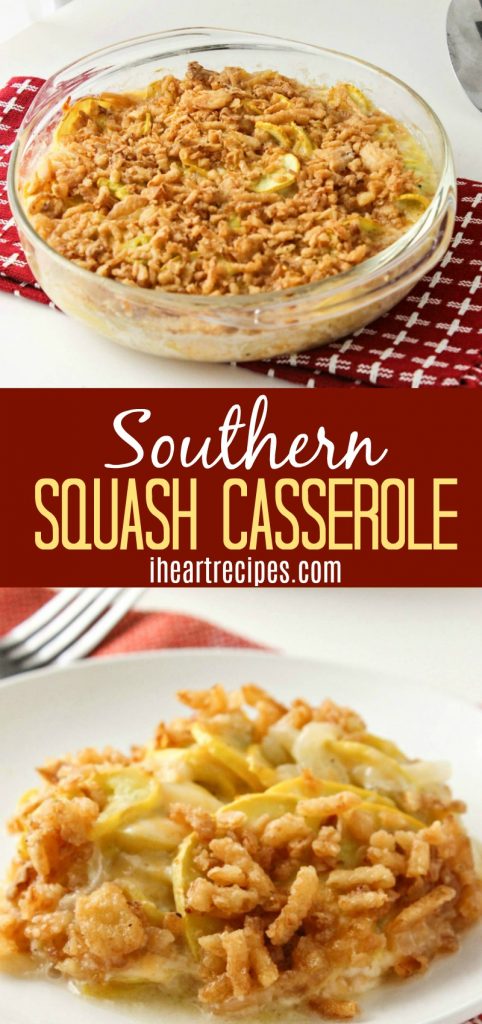 Southern Squash Casserole is creamy and cheesy with a bit of crunch, so good! 