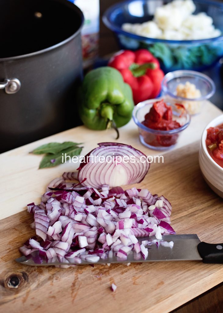 Diced onions add extra flavor to this vegetable soup