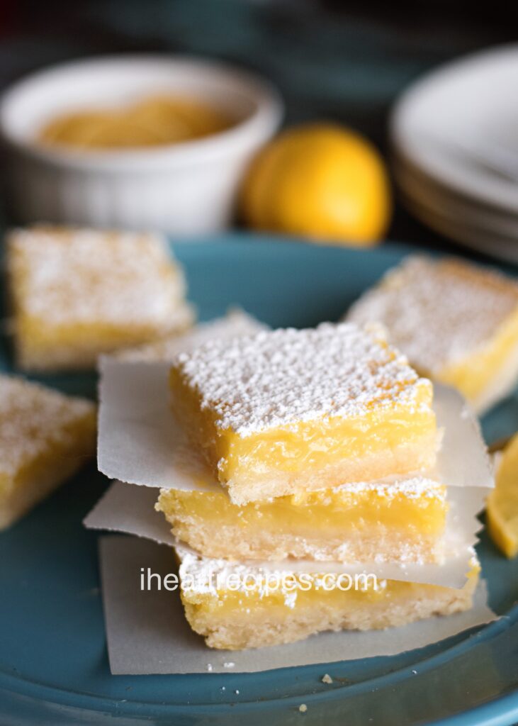 These homemade lemon bars are sweet and tangy with a tender shortbread crust!