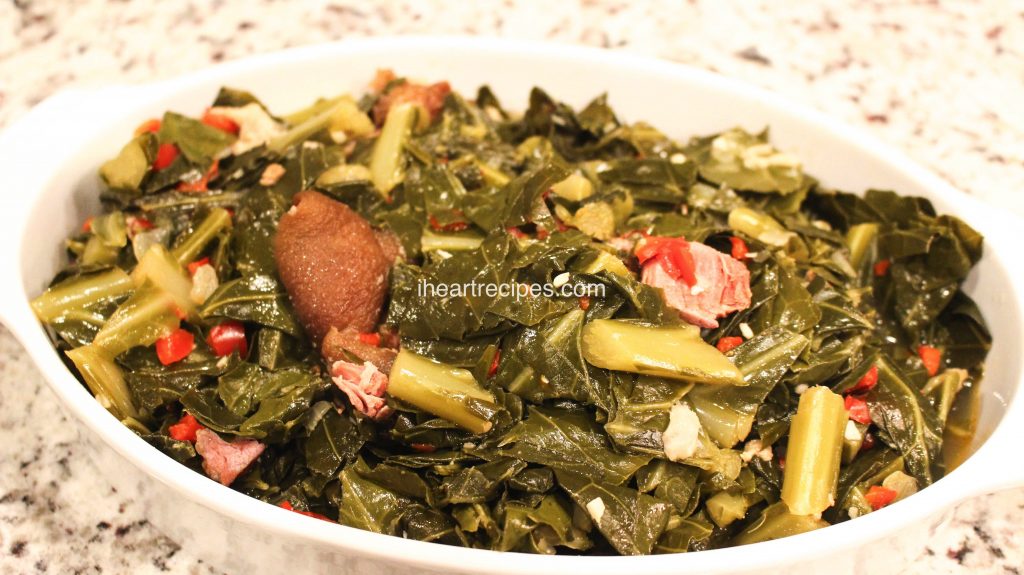 Collard Greens Cooking in a Pot Southern Collard Greens with Ham Hocks I Heart Recipes 