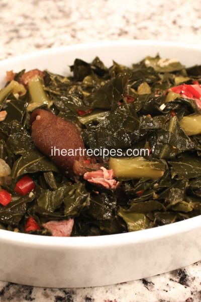 Collard Greens Cooking in a Pot Southern Collard Greens with Ham Hocks I Heart Recipes 