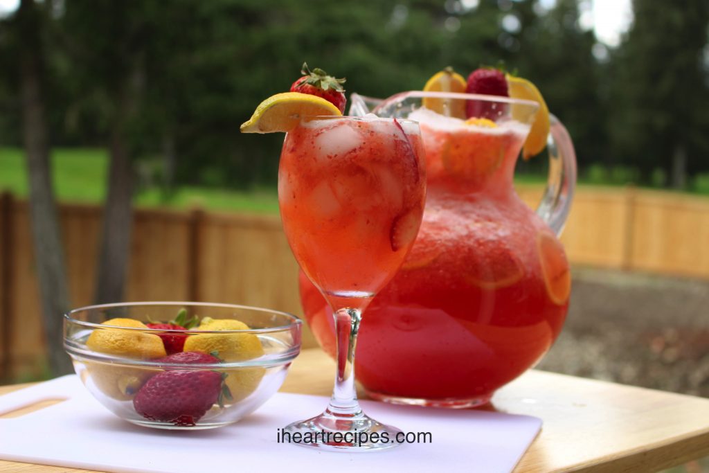 Make this fresh and sweet strawberry lemonade for your next pool party for a sweet summer treat. 