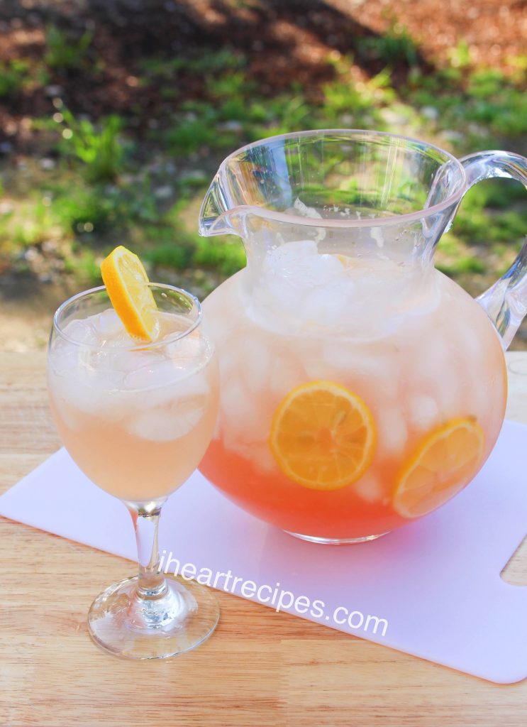 Delicious pink Moscato lemonade is a sweet summer treat that's perfect for adult pool parties.