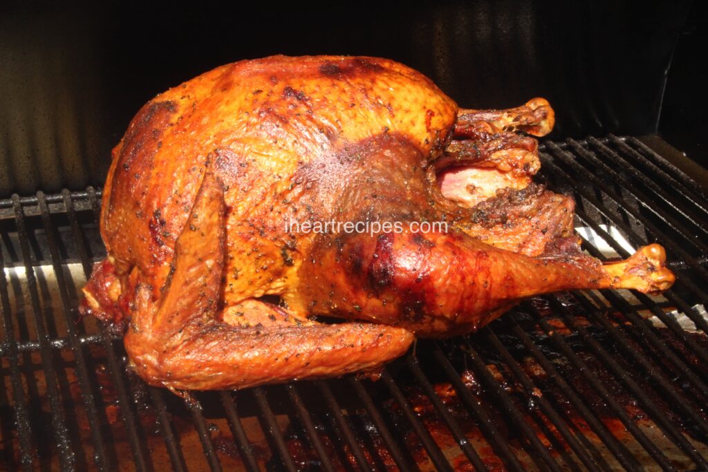This smoked turkey is the perfect recipe--a perfect, crisp skin with tender, juicy meat