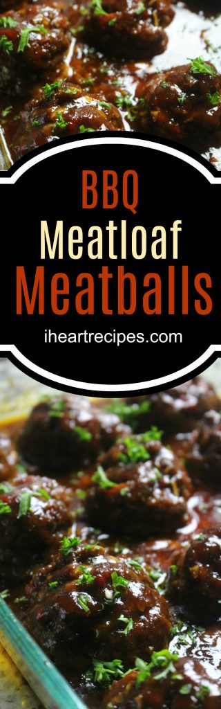 BBQ meatloaf meatballs - easy party appetizer from I Heart Recipes