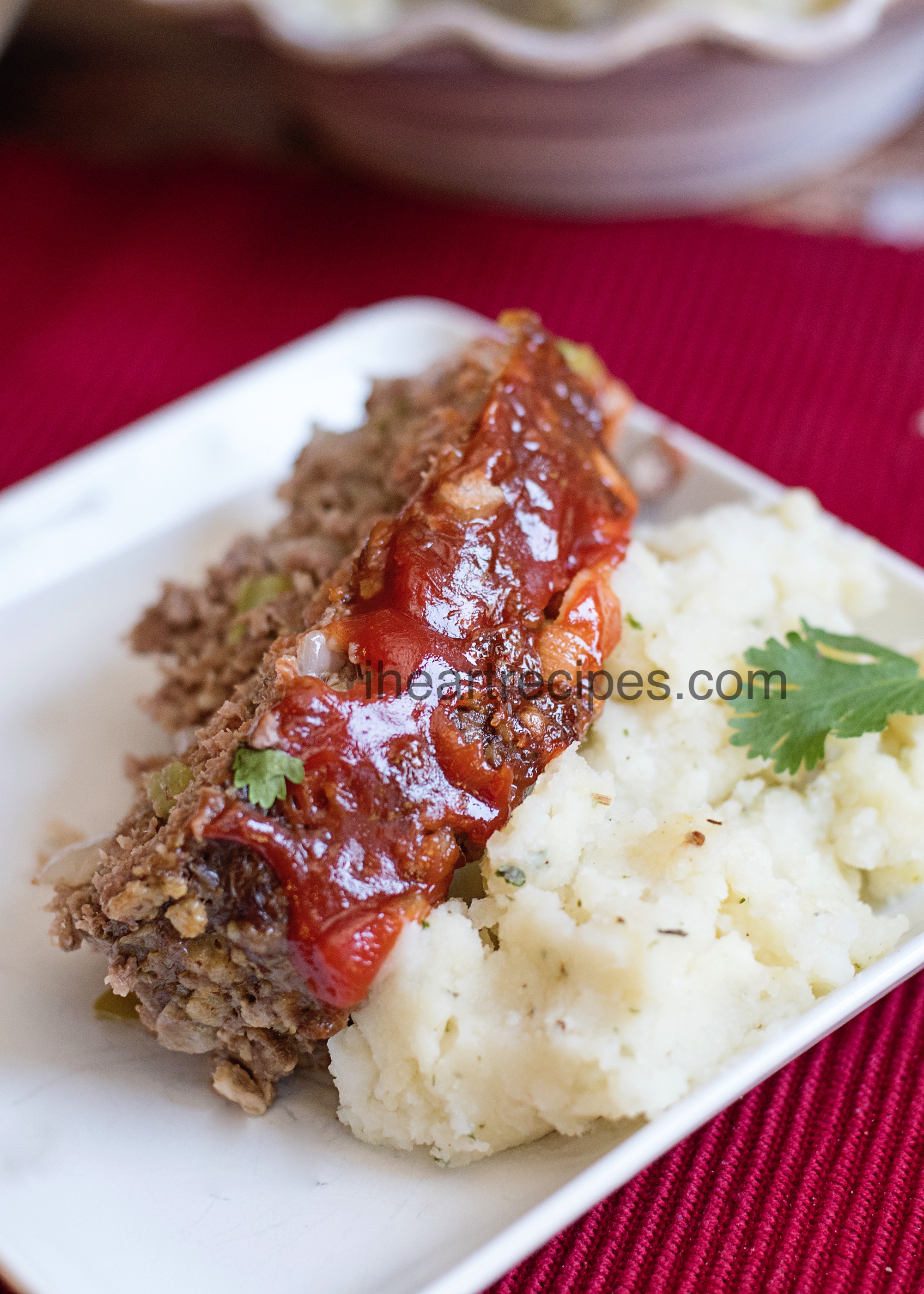 classic meatloaf served with creamy mashed potatoes