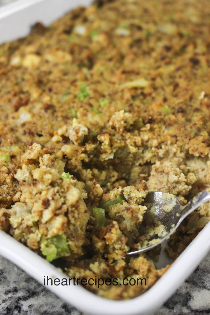 How to make delicious and authentic soul food style cornbread dressing for a Holiday side dish
