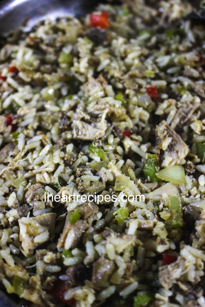 Rice dressing prepared in a skillet